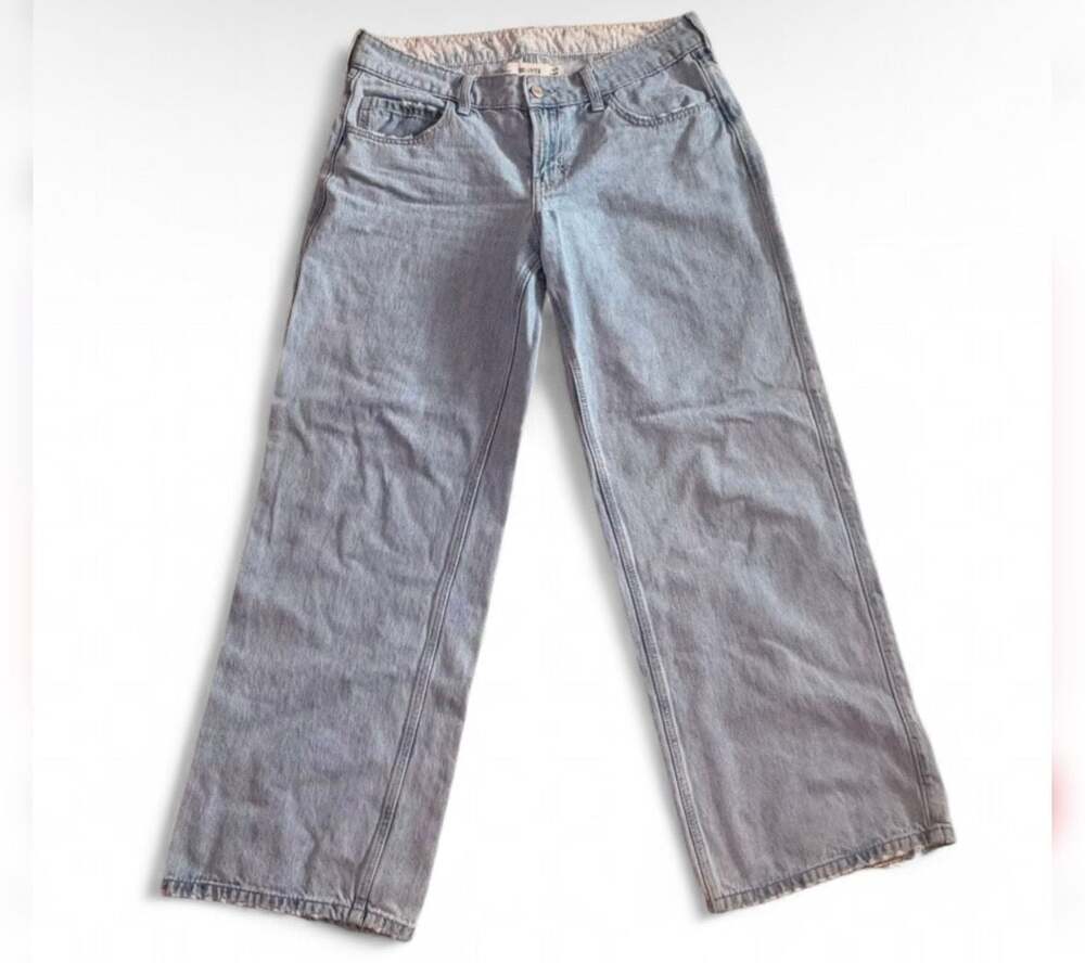 Hollister Jeans Womens 8 Low-Rise Baggy Wide-Leg Light Wash Distressed 29x29